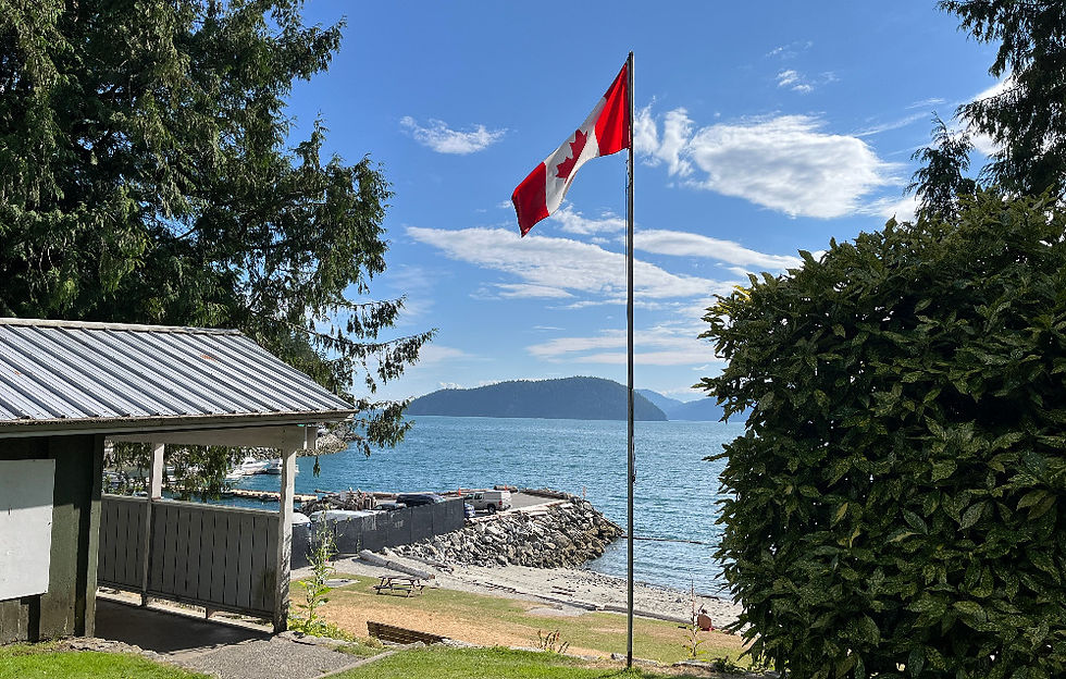The Canadian flag flies above Lions Bay Beach Park every summer.