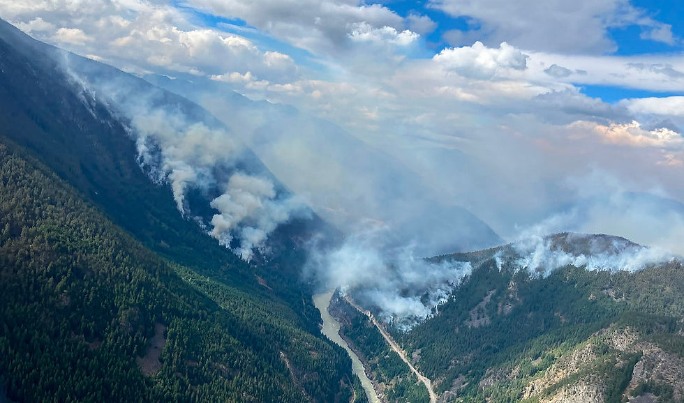'Wildfire of Note' Ainslie Creek blaze, one of the more than 100 wildfires currently burning in the province. Photo: BC Wildfire Service.