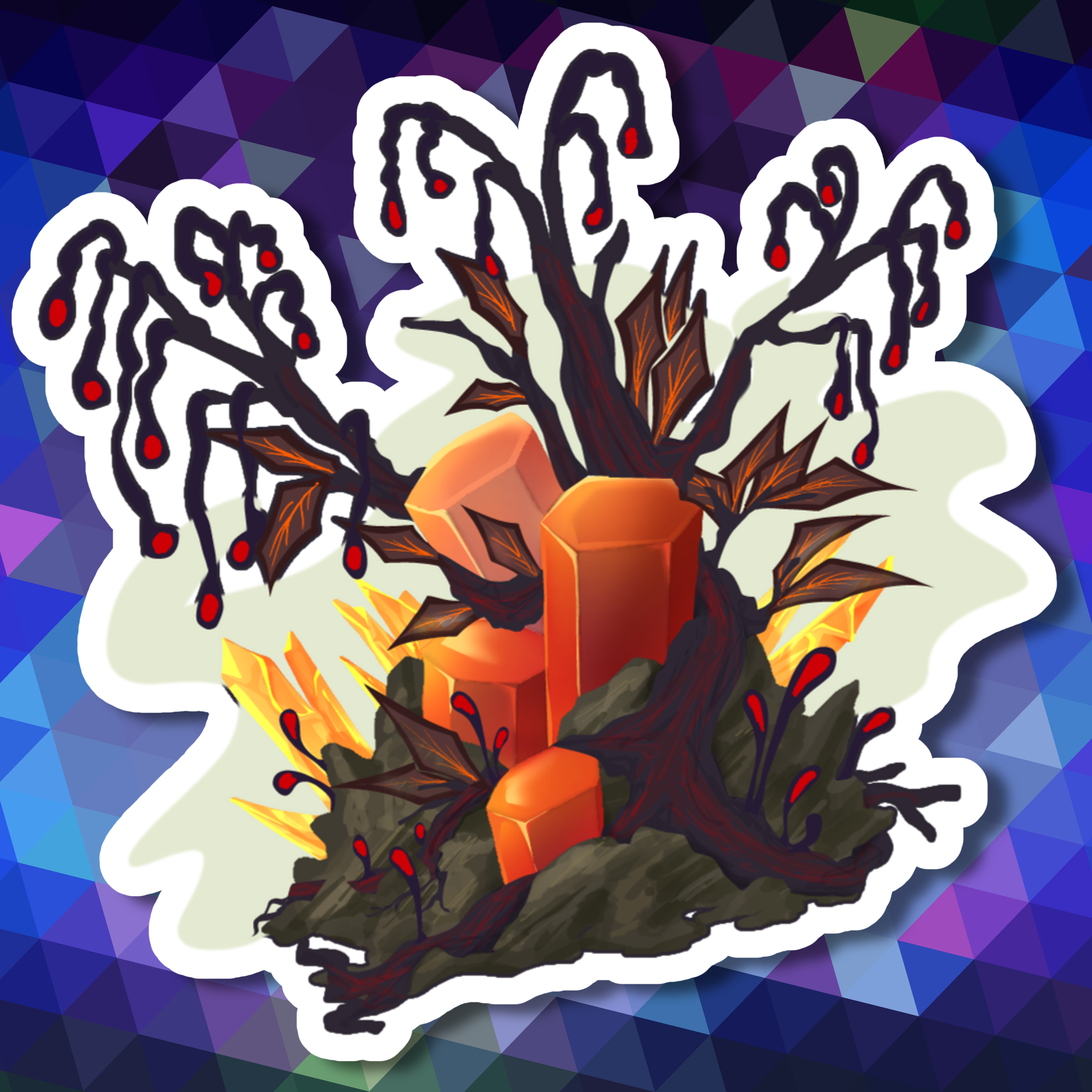 Red Flowering tree crystal sticker