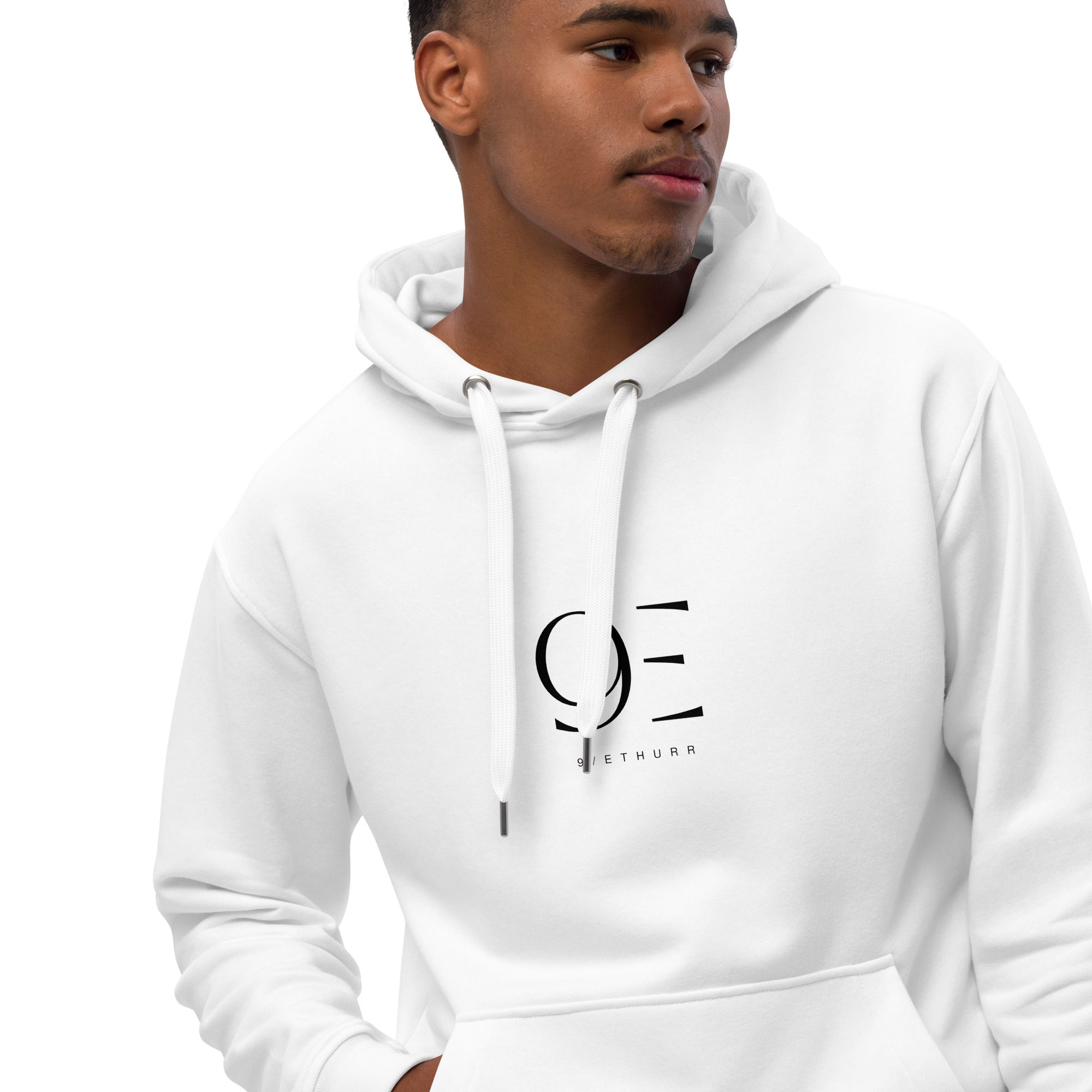 9/ETHURR | White Unisex Premium Eco Hoodie