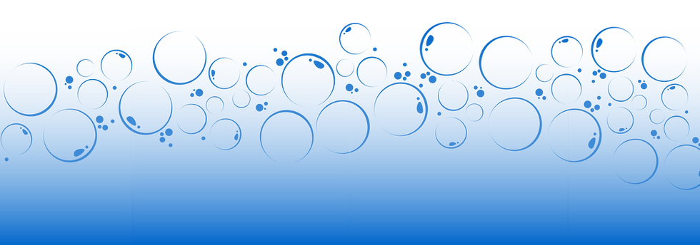 Decorative blue bubbles design for the footer, symbolizing cleanliness and freshness