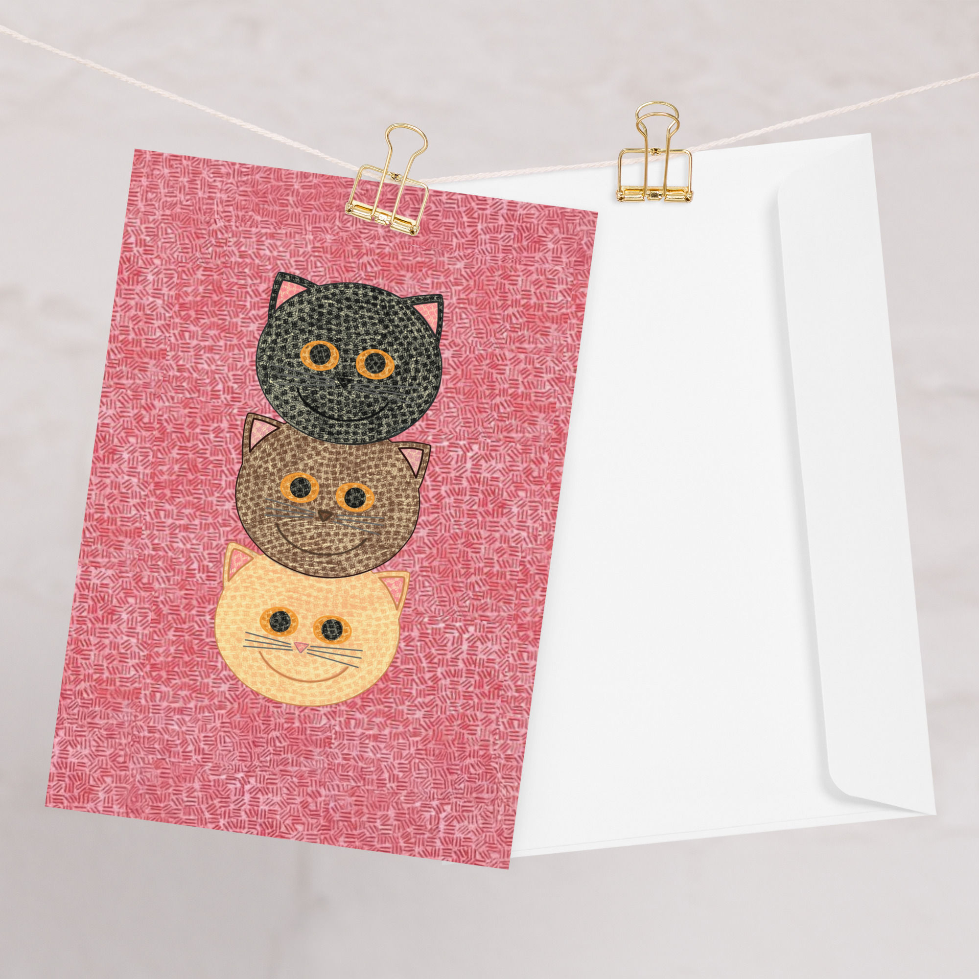 Triple Kitties Greeting card