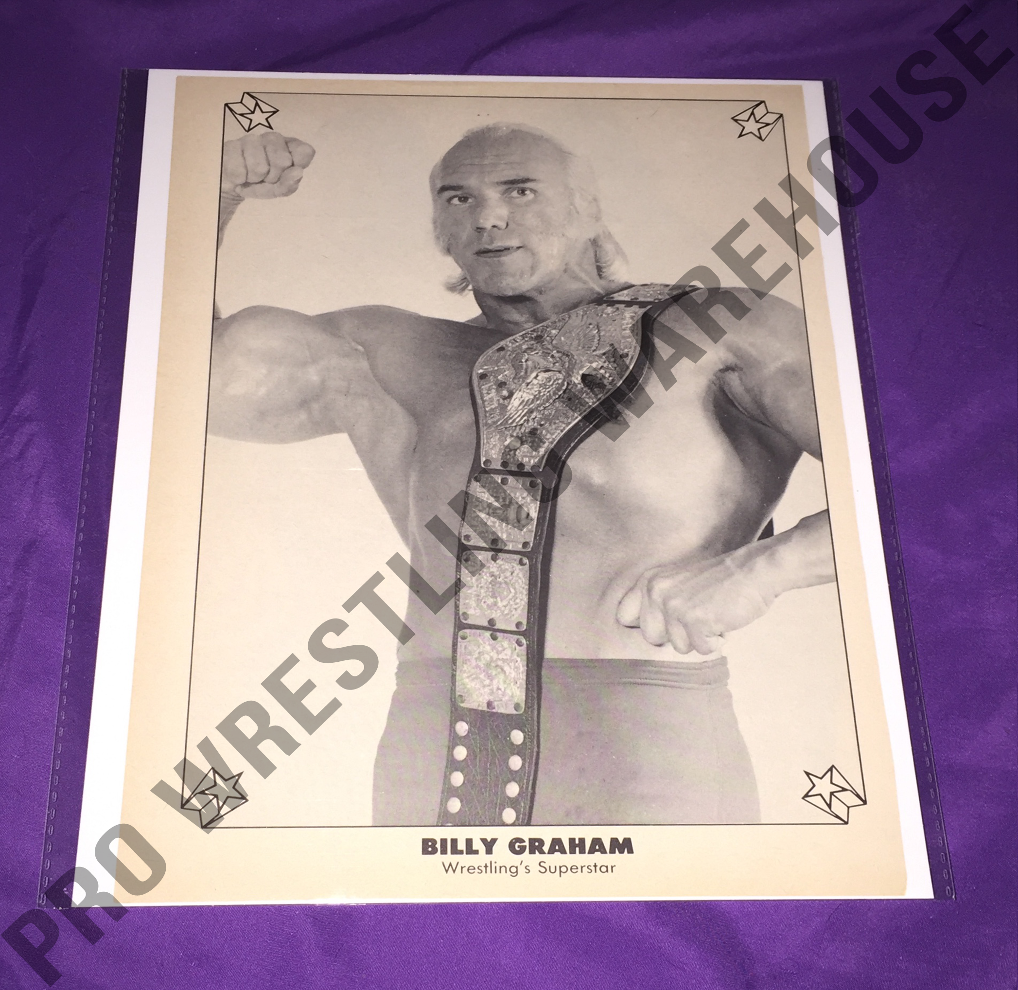 “SuperStar” Billy Graham Vintage Wrestling Pin-Up, WWWF Belt