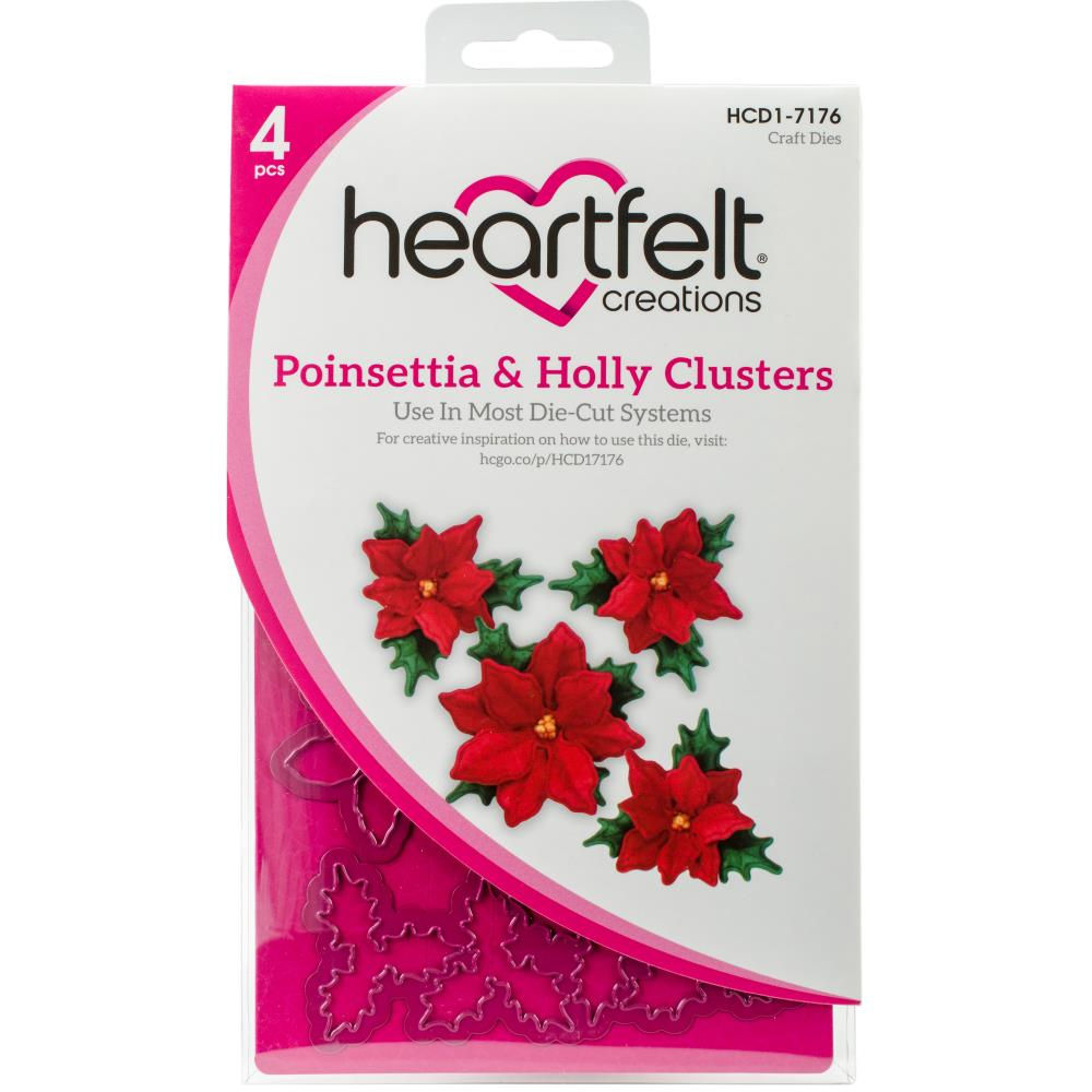 Poinsettia & Holly Cluster Stamp Heartfelt