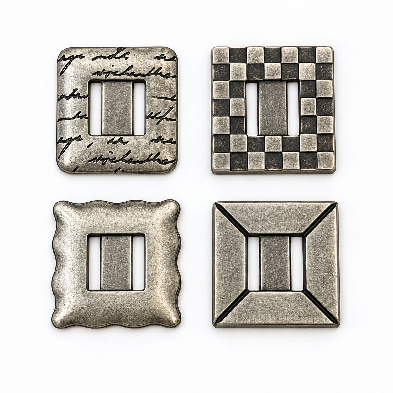 Antique Silver Buckle Embellishments – Set of 4