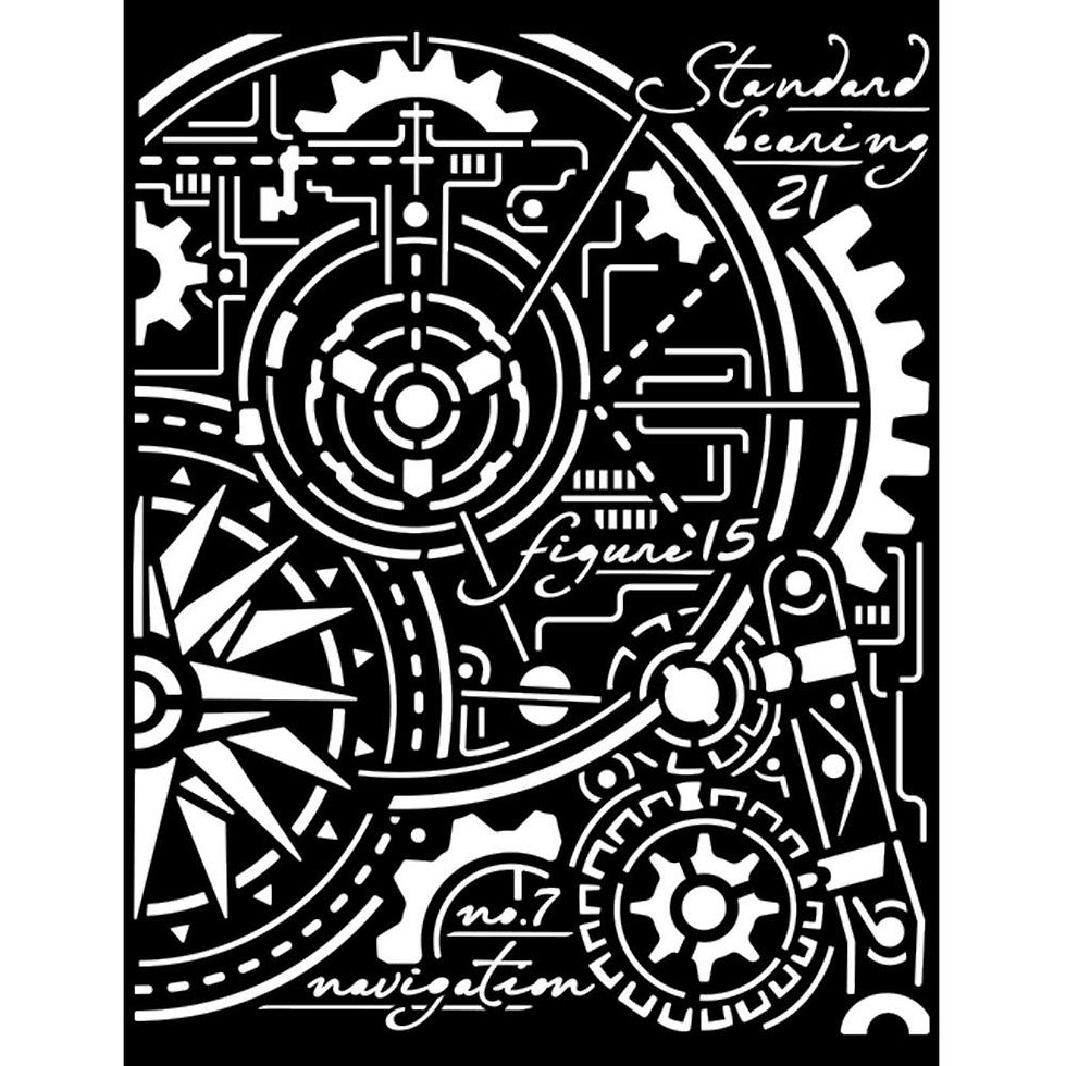 Gears & Compass Stencil - Sir Vagabond Aviator