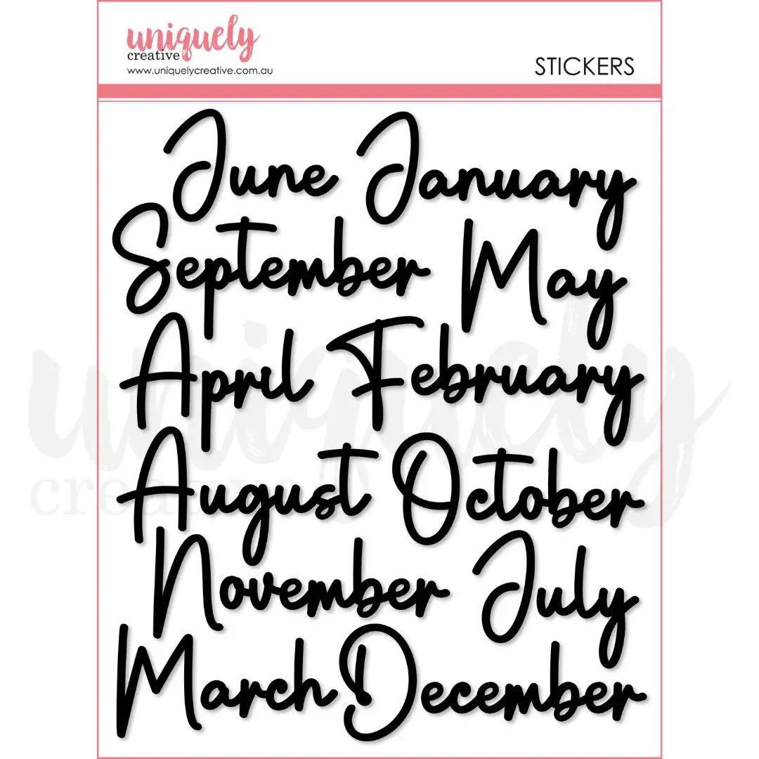 Month Black Puffy stickers