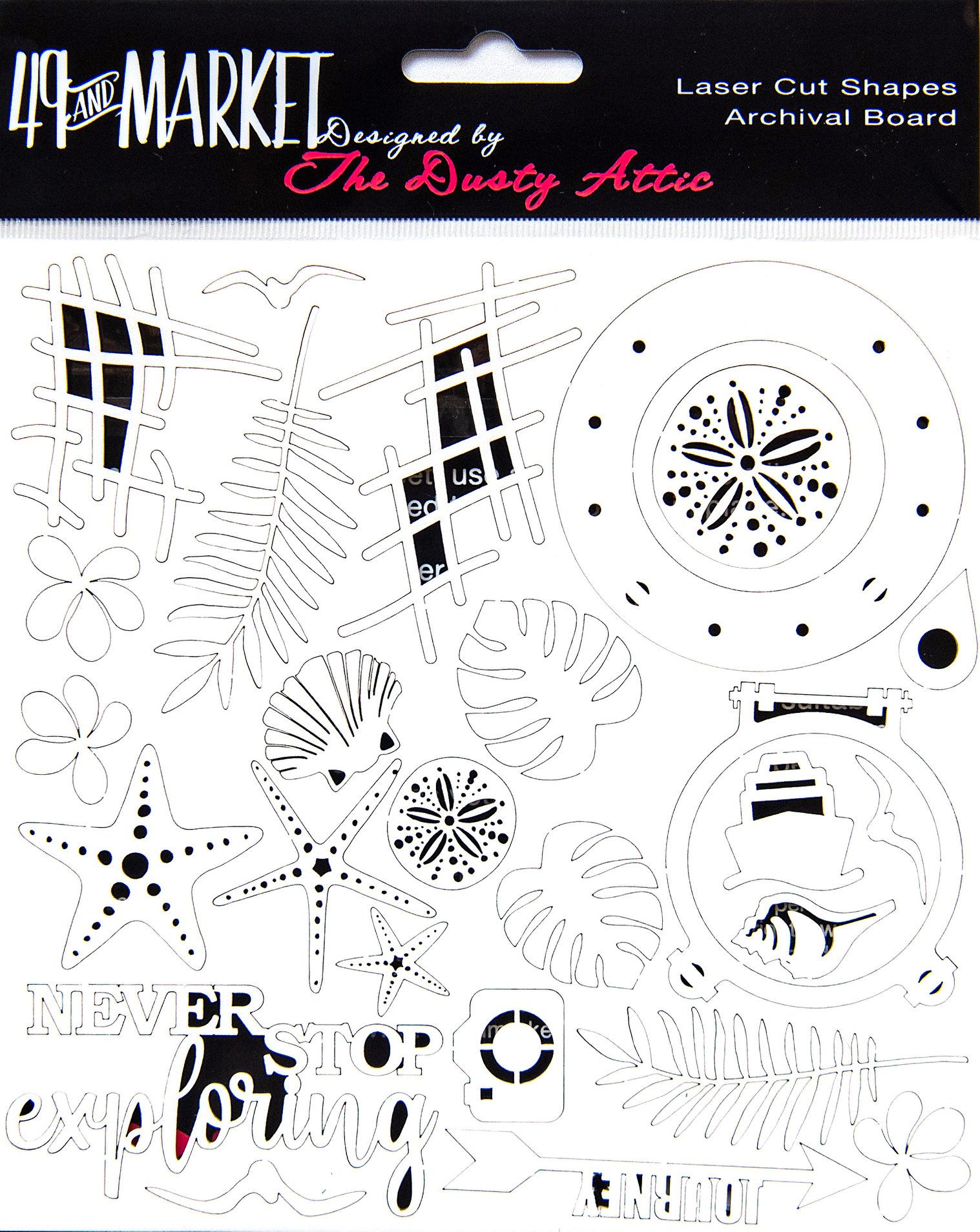 Never Stop Exploring Chipboard