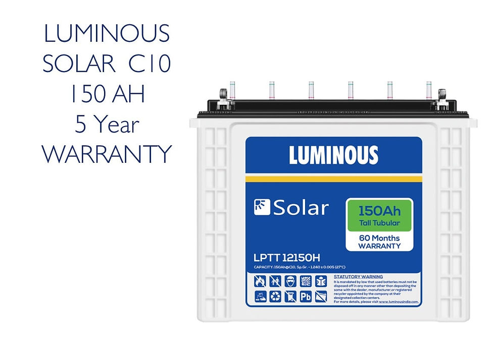 Thumbnail: LUMINOUS C10 Solar Battery - 150AH (6 Year Warranty)
