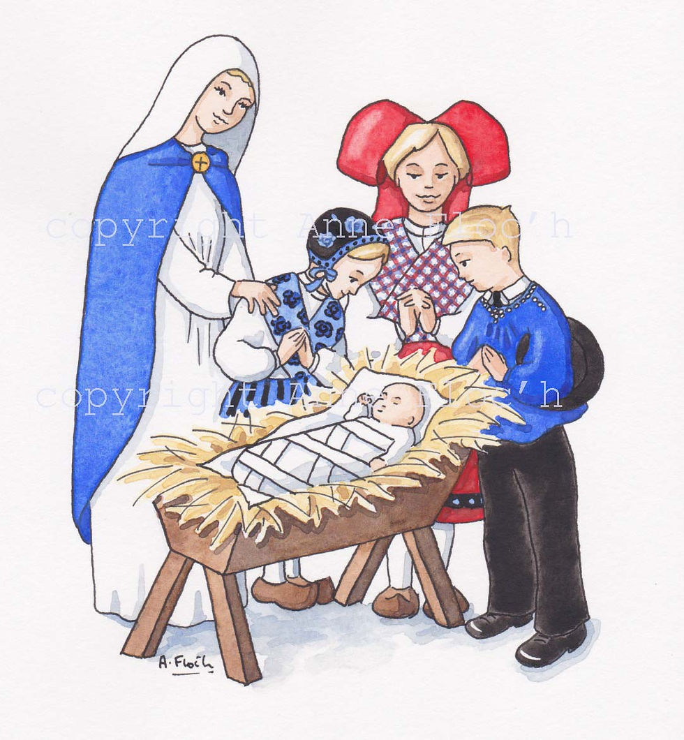 Aquarelle Noël alsacien