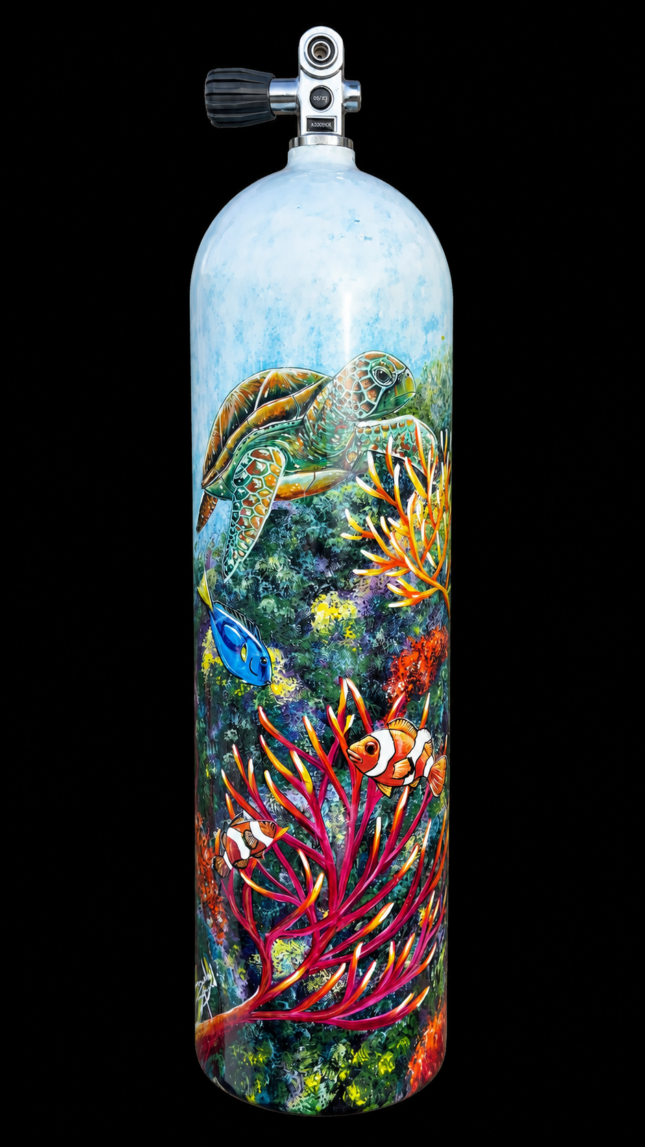 Sea Turtle and Reef Dive Tank painted by Danilo Alayon