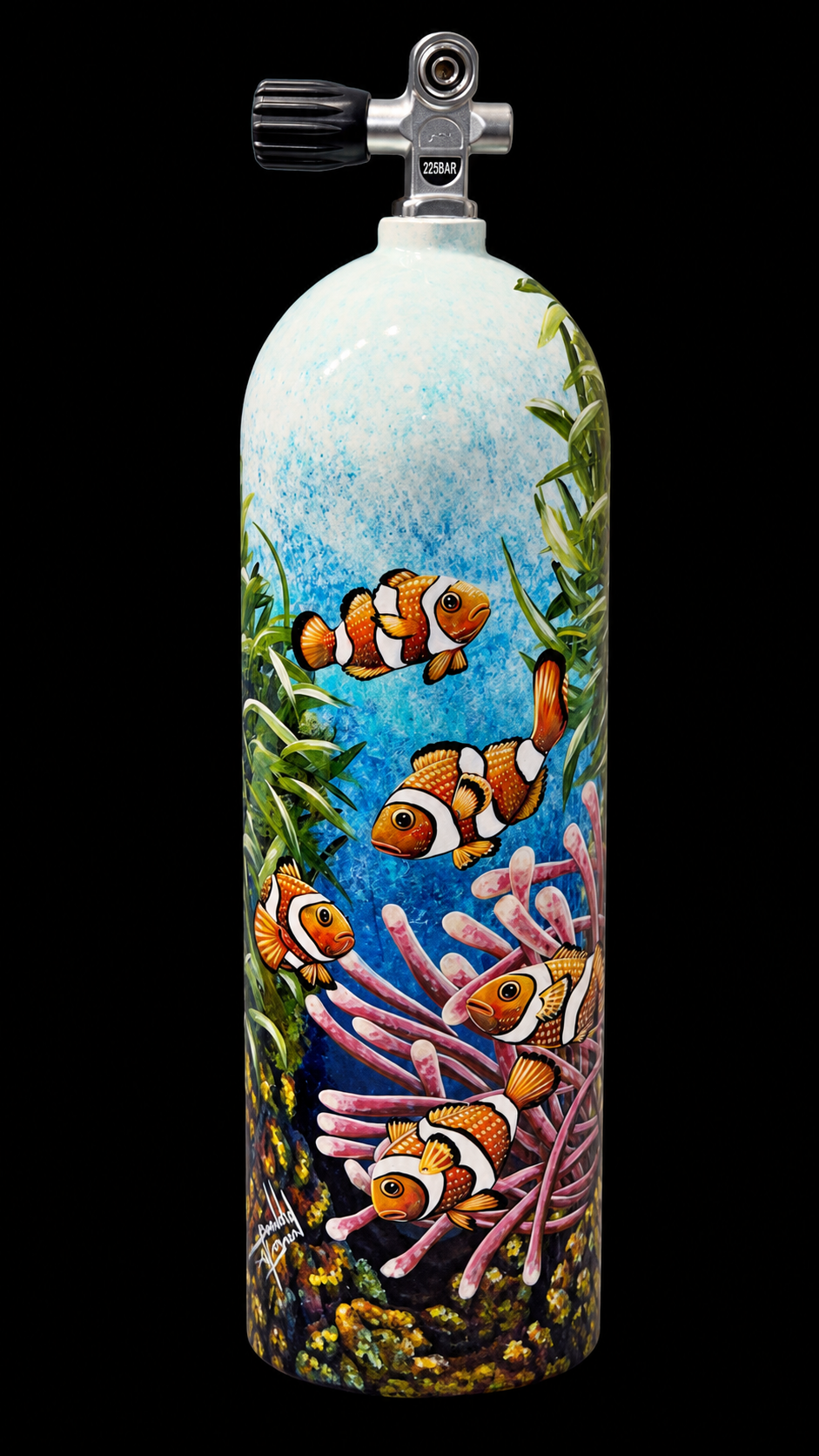 Clownfish Garden Dive Tank painted by Danilo Alayon