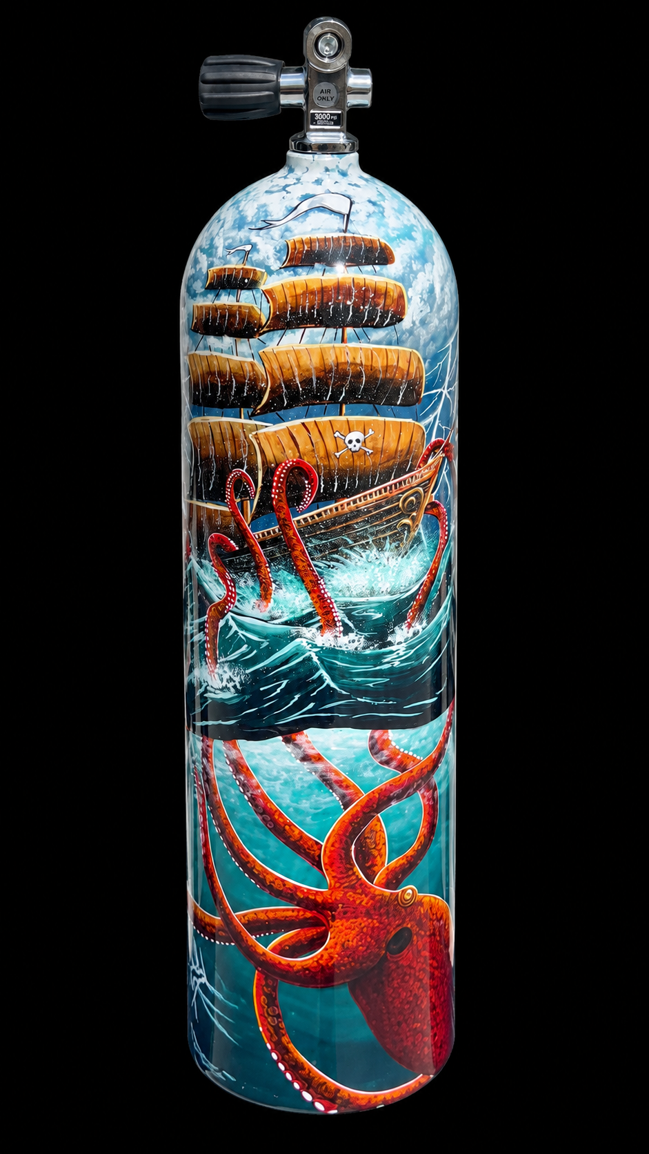Pirate Ship and Octopus Dive Tank painted by Danilo Alayon