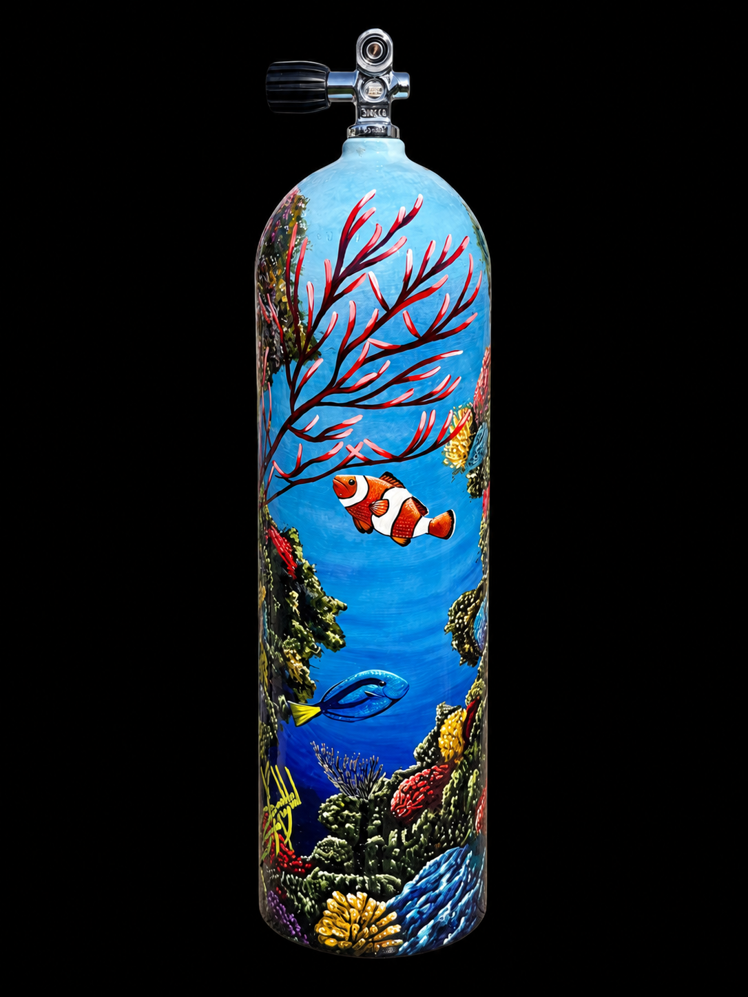 Clownfish and Coral Dive Tank painted by Danilo Alayon