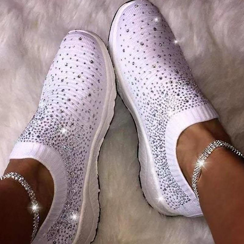 Thumbnail: Womens Blinged Out Sock Sneakers