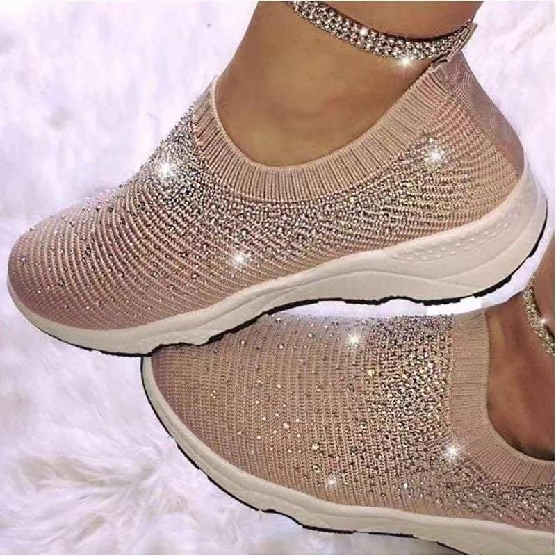 Thumbnail: Womens Blinged Out Sock Sneakers