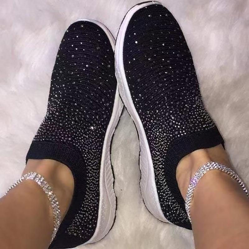 Thumbnail: Womens Blinged Out Sock Sneakers