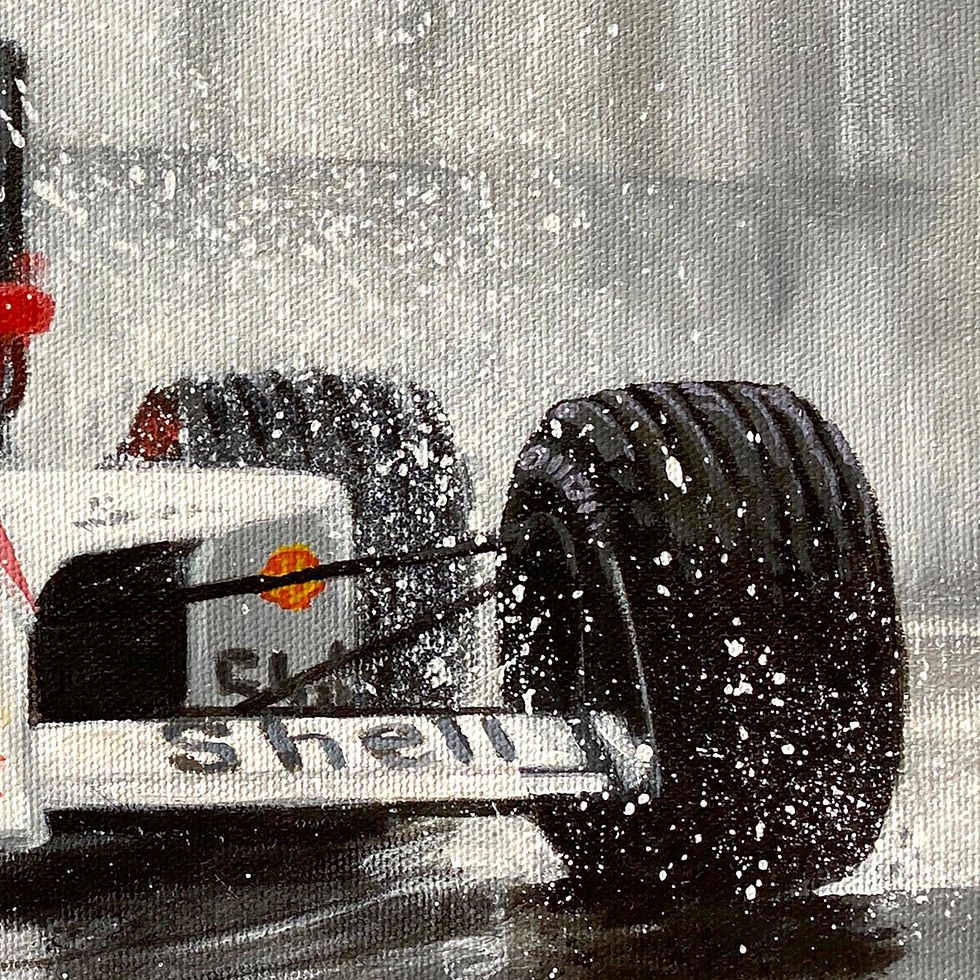 Miniatura: pintura em tela do Senna e a mc laren mp5/5b