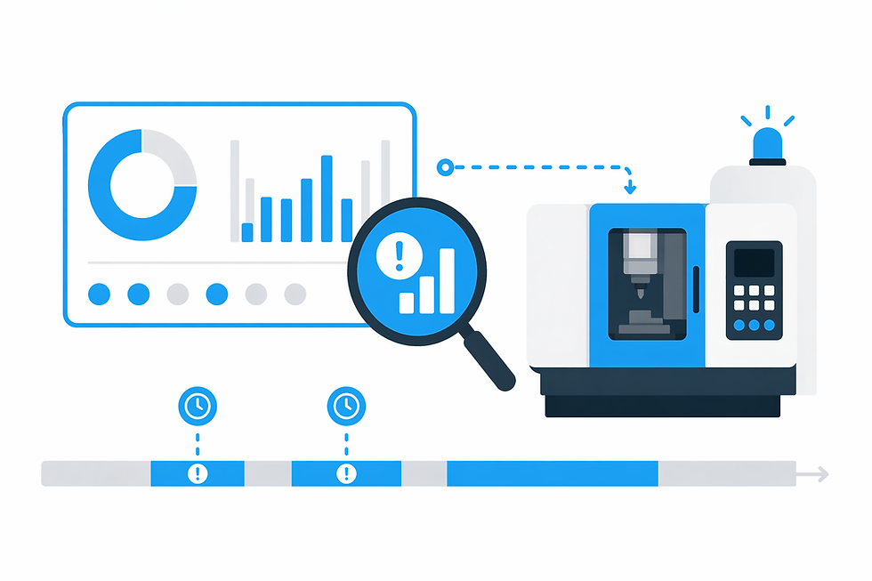 Production monitoring exposes repeatable downtime patterns and bottlenecks ERP reports miss—so you can recover capacity and act within the same shift