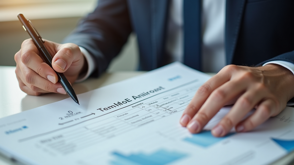 Close-up view of a person reviewing retirement plan documents