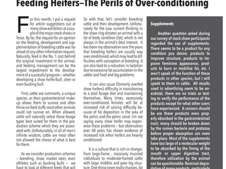 View from a Vet: Feeding Heifers and the Perils of Overconditioning
