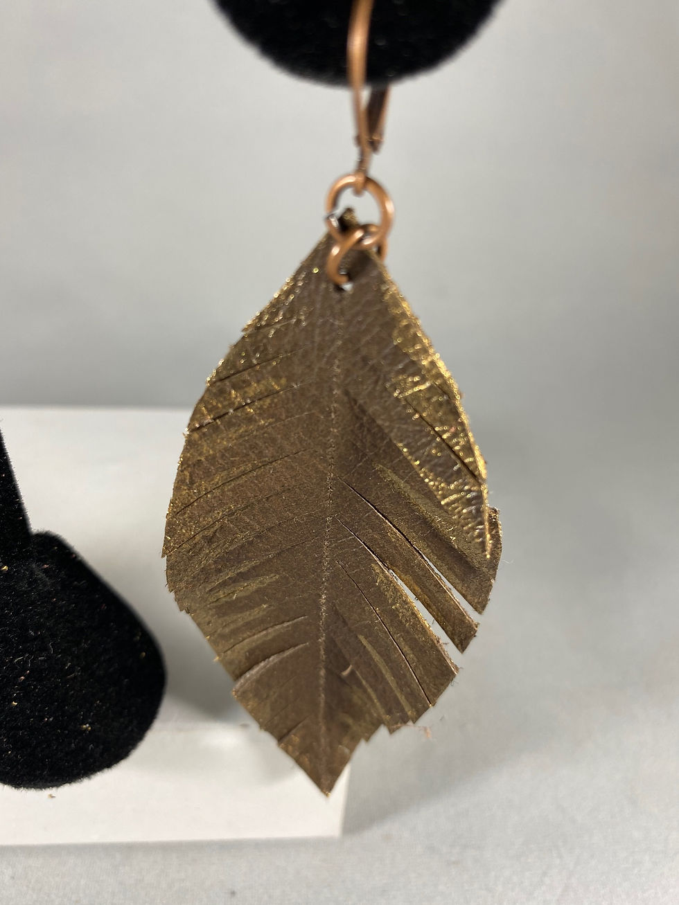 Thumbnail: Chocolate & Metallic Bronze Feather Earrings