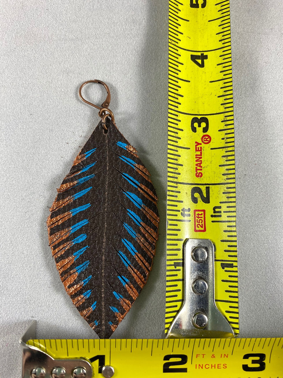 Thumbnail: Coffee & Blue/Copper Feather Earrings