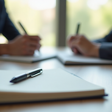 A therapist writing information on a note pad