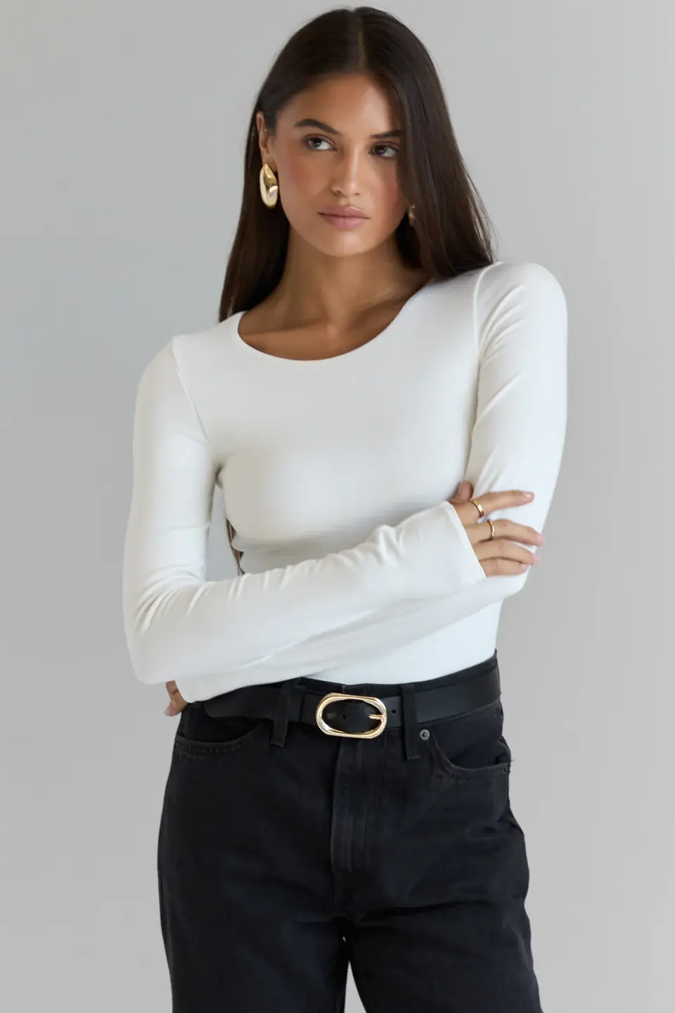 Miniatura: Remera Entallada Cuello U Basica Importada