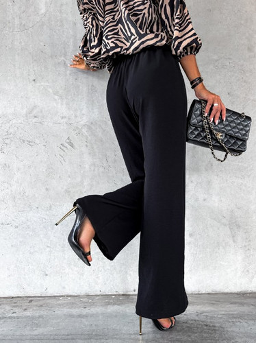 Palazzo Hiper Comodo de Seda Fria de Vestir Negro ISABELLE PILIER