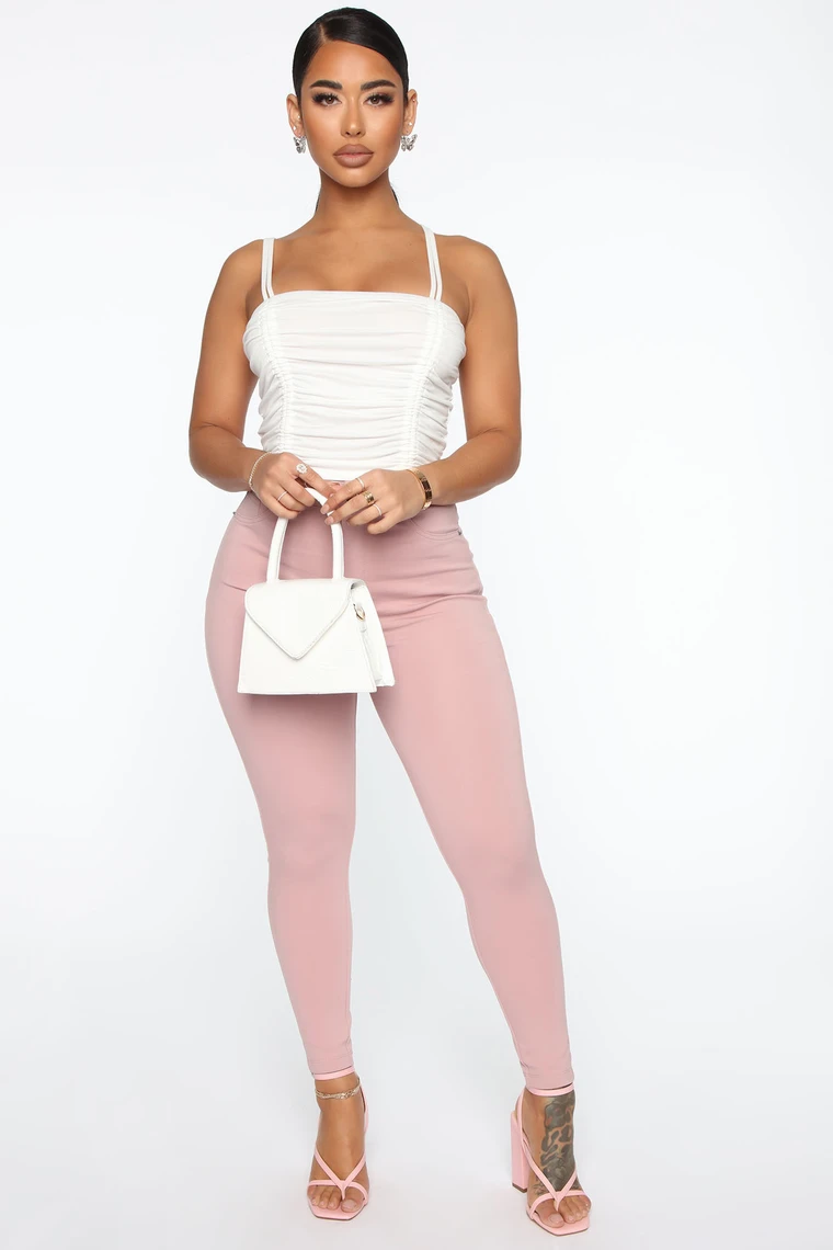 Pantalón Elastizado Color Rosa Nude