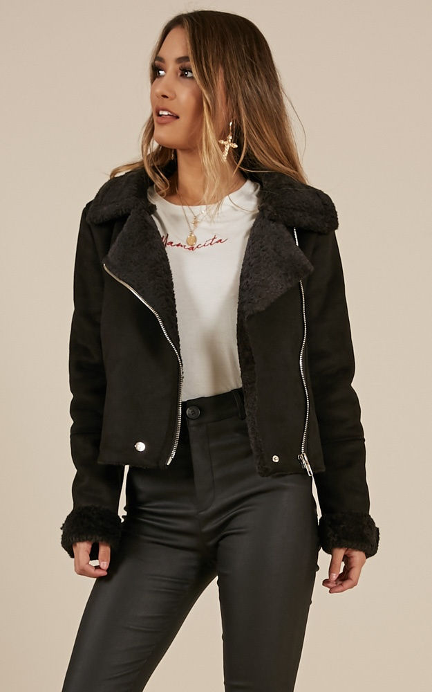 Campera Gamuza Con Corderoy Negra Importada
