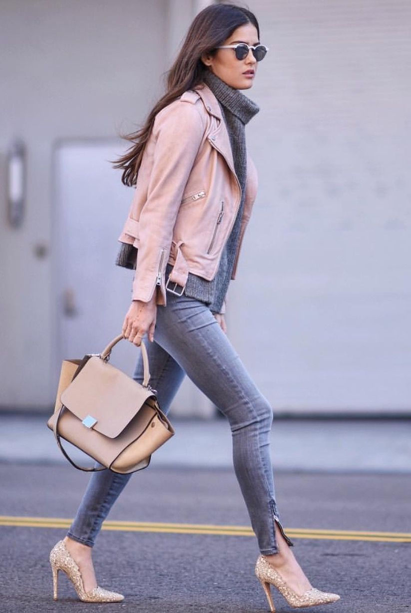 Miniatura: Campera De Simil Cuero Importada Color Rosa Nude 
