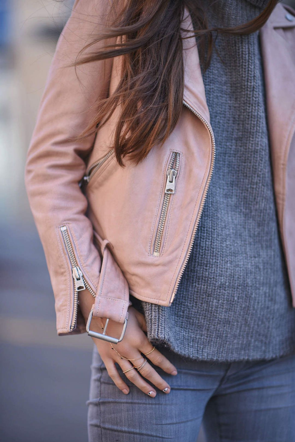 Miniatura: Campera De Simil Cuero Importada Color Rosa Nude 