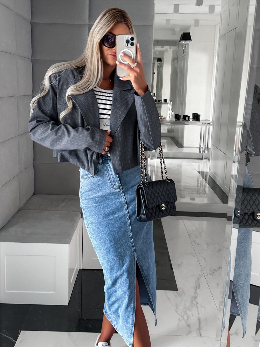 Pollera Midi Elastizada Celeste