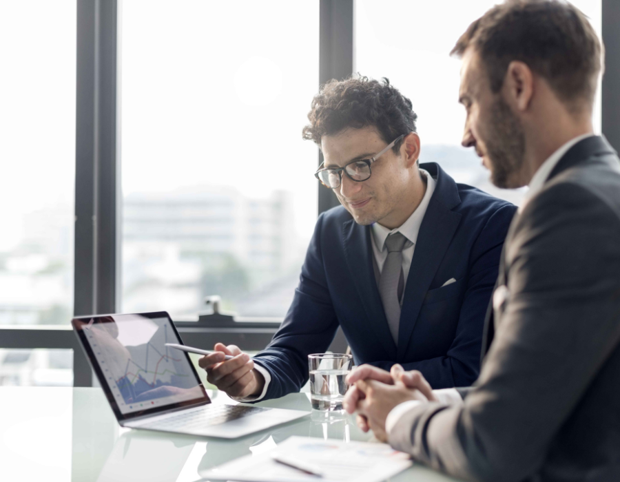 Business professionals in a strategic advisory meeting discussion