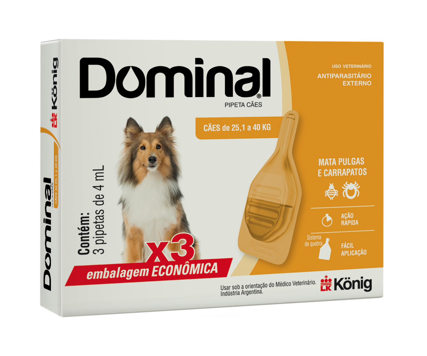 Pipeta Dominal X 3 Cães 25.1 A 40KG 4ML