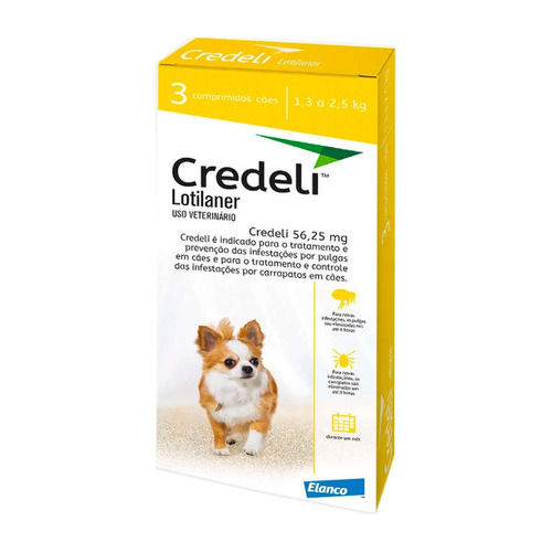 Credeli 56,25mg Para Cães De 1,3kg A 2,5Kg - 3 Comprimidos