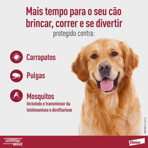 Miniatura: Advantage Max3 Cães 10 A 25kg 3 Pipetas 2,5ml - Antipulga