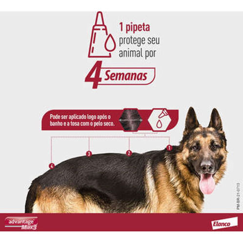 Miniatura: Advantage Max3 Cães Acima 25kg 3 Pipetas 4,0ml - Antipulga