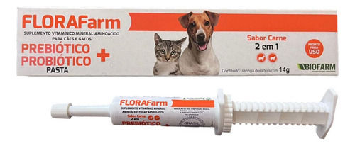 Florafarm 3em1 Probióticos Prebióticos Vitaminas Cães/gatos