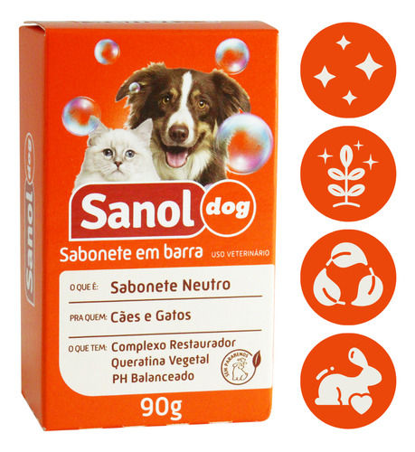 Sabonete Em Barra Neutro Sanol Dog 90g