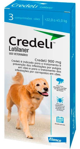 Credeli 900mg Para Cães De 22kg A 45Kg - 3 Comprimidos