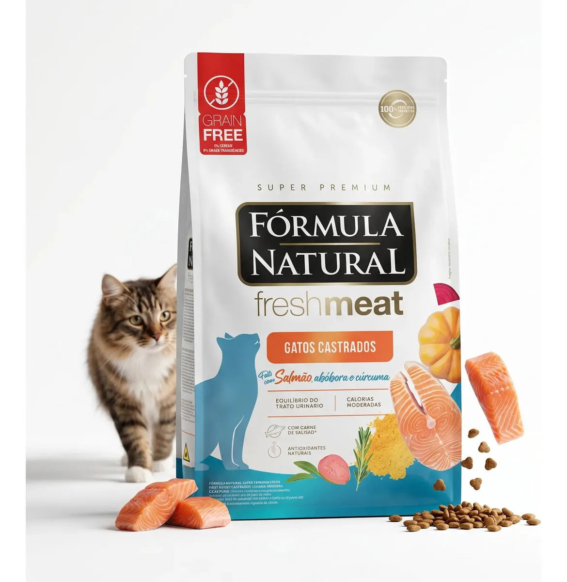 FÓRMULA NATURAL FM GATO CASTRADO SALMÃO 10,1KG