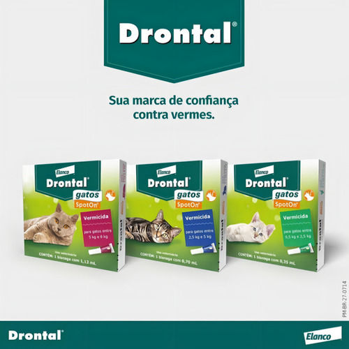 Miniatura: Drontal Spot On Vermicida Para Gatos Entre 0,5kg E 2,5kg