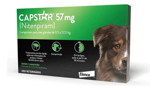 Capstar 57mg Para Gatos E Cachorros De 11,5kg A 57kg - 1 Comprimido