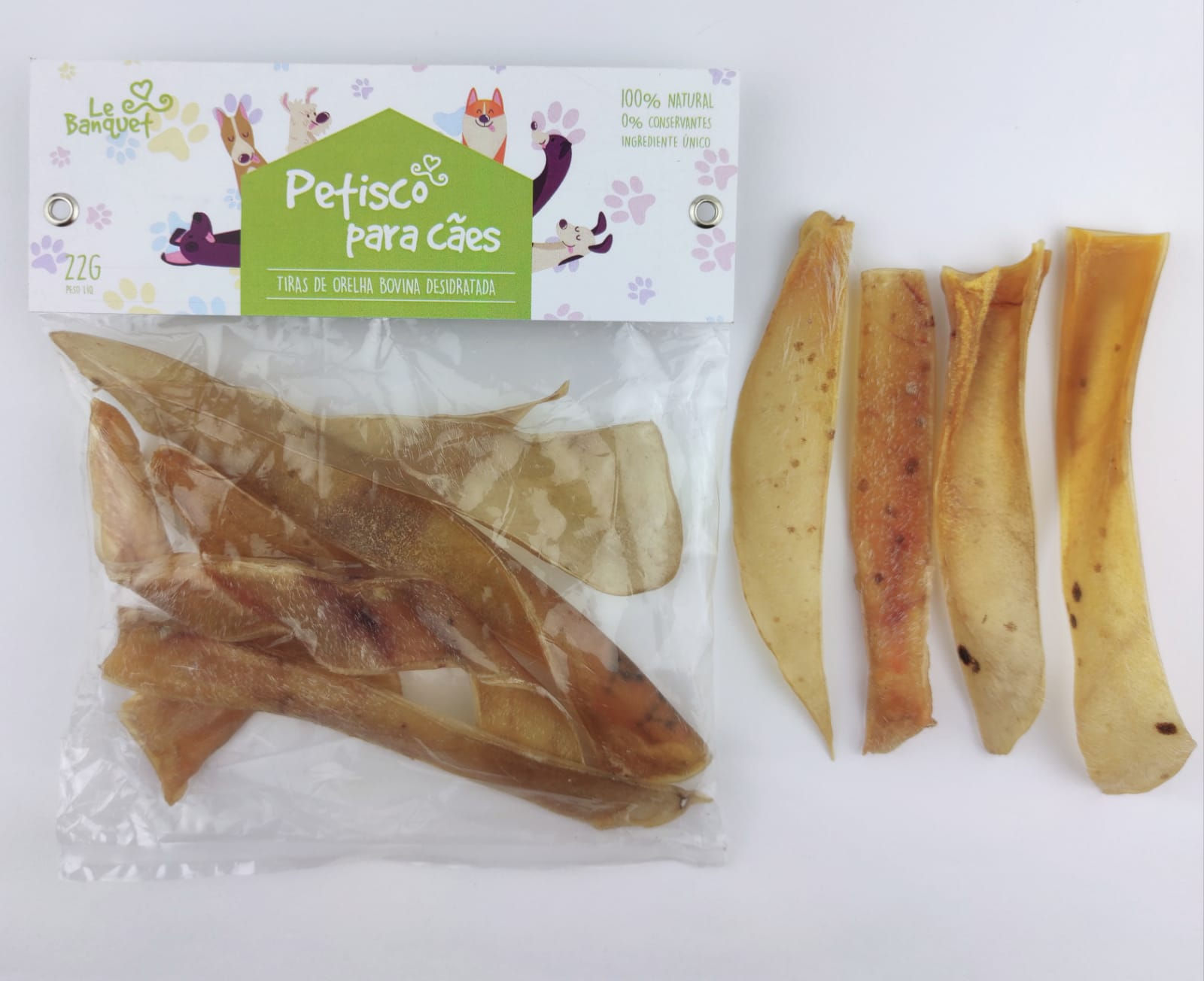 Petisco Canino – Tiras de Orelha Bovina – 22g