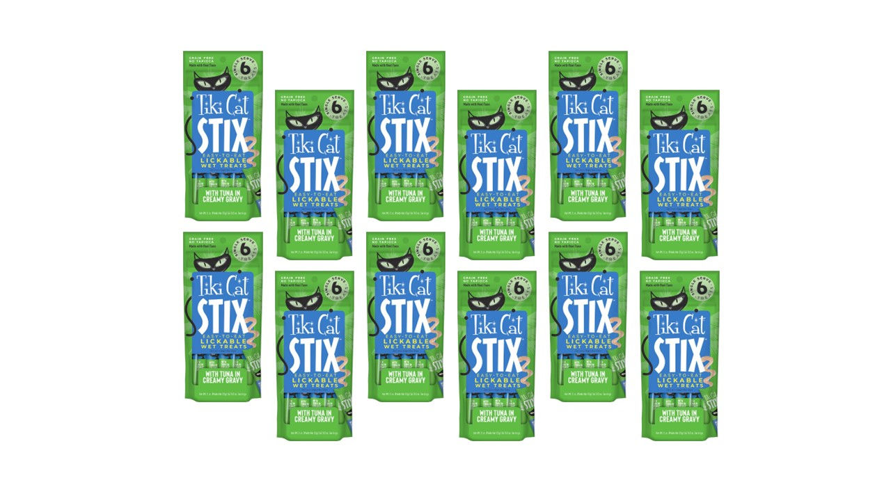 KIT 12 TIKI CAT STIX ATUM AO MOLHO 6 SACHES