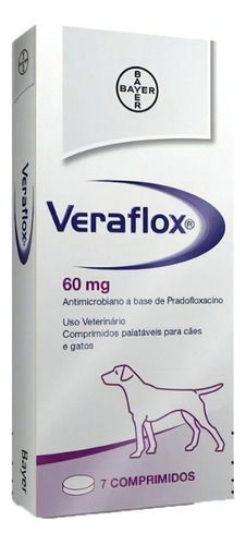 Antimicrobiano Veraflox 7 Comprimidos 60mg Caes Palatável