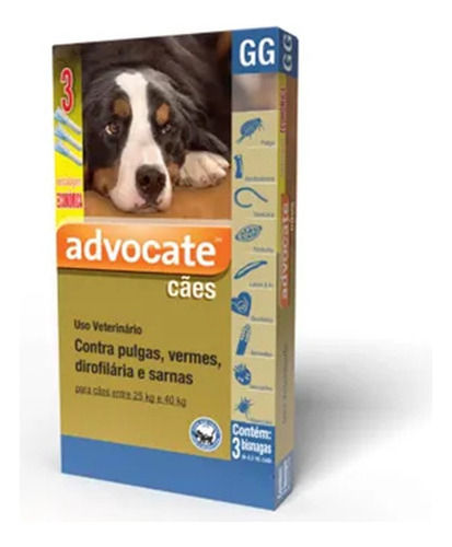 Advocate Cães De 25 A 40 Kg 3 Pipetas